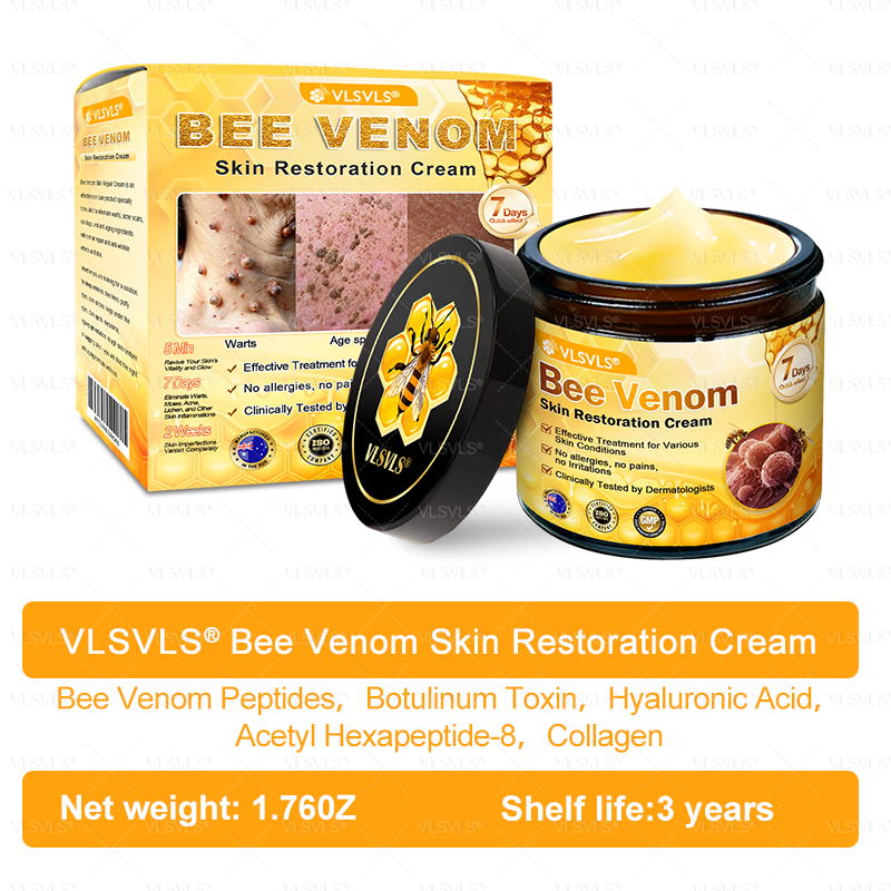 💥💥Made and Shipped from AU ✨ VLSVLS® Bee Venom Skin Restoration Cream 🌸 Anti-aging,Hydrating, Skin Repair, Even Tone, Acne and Dark Spot Treatment, Wart and Mole Removal, Psoriasis Relief 🔥 LAST DAY 80% OFF 💎