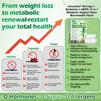 𝐈𝐧𝐬𝐋𝐞𝐦𝐨𝐧® 𝗠𝗼𝗿𝗶𝗻𝗴𝗮 × 𝗕𝗲𝗿𝗯𝗲𝗿𝗶𝗻𝗲 × 𝗔𝗠𝗣𝗞 𝟭𝟬-𝗶𝗻-𝟭 𝗠𝗲𝘁𝗮𝗯𝗼𝗹𝗶𝗰 𝗦𝘂𝗽𝗽𝗼𝗿𝘁 𝗡𝗮𝗻𝗼 𝗠𝗶𝗰𝗿𝗼𝗻𝗲𝗲𝗱𝗹𝗲 𝗣𝗮𝘁𝗰𝗵 (𝐉𝐮𝐬𝐭 𝐨𝐧𝐜𝐞 𝐚 𝐝𝐚𝐲, 𝐯𝐢𝐬𝐢𝐛𝐥𝐞 𝐜𝐡𝐚𝐧𝐠𝐞𝐬 𝐢𝐧 𝟕 𝐝𝐚𝐲𝐬） ✅ 𝐅𝐨𝐫 𝐨𝐛𝐞𝐬𝐢𝐭𝐲, 🅛🅞🅞🅢🅔 🅢🅚🅘🅝,𝐝𝐢𝐚𝐛𝐞𝐭𝐞𝐬, 𝐬𝐥𝐞𝐞𝐩 𝐚𝐩𝐧𝐞𝐚, 𝐣𝐨𝐢𝐧𝐭 𝐢𝐬𝐬𝐮𝐞𝐬, 𝐚𝐧𝐝 𝐦𝐨𝐫𝐞✨✨✨