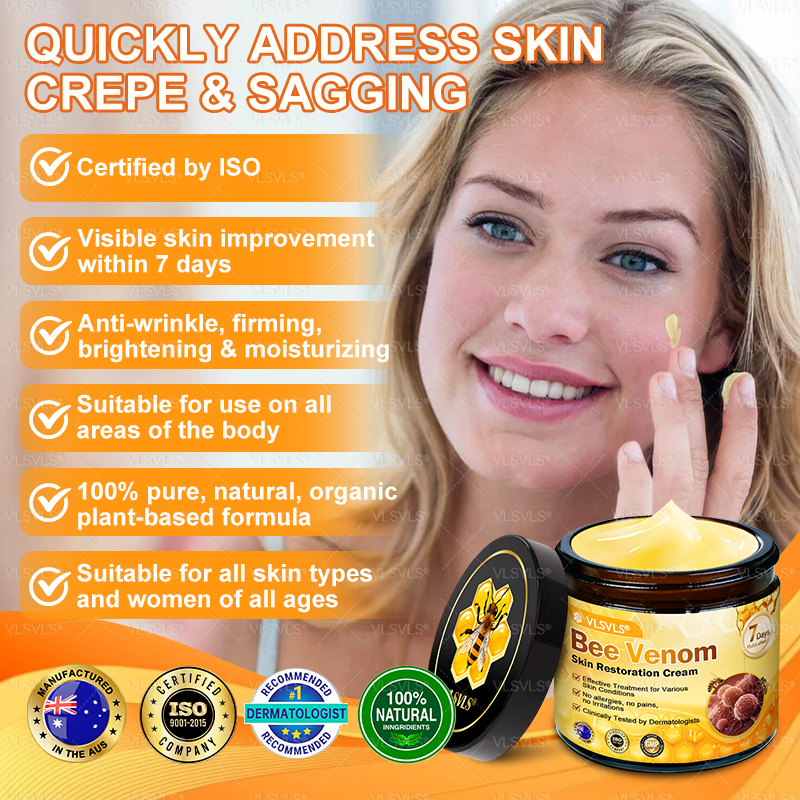 💥💥Made and Shipped from AU ✨ VLSVLS® Bee Venom Skin Restoration Cream 🌸 Anti-aging,Hydrating, Skin Repair, Even Tone, Acne and Dark Spot Treatment, Wart and Mole Removal, Psoriasis Relief 🔥 LAST DAY 80% OFF 💎