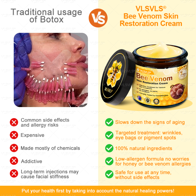 💥💥Made and Shipped from AU ✨ VLSVLS® Bee Venom Skin Restoration Cream 🌸 Anti-aging,Hydrating, Skin Repair, Even Tone, Acne and Dark Spot Treatment, Wart and Mole Removal, Psoriasis Relief 🔥 LAST DAY 80% OFF 💎